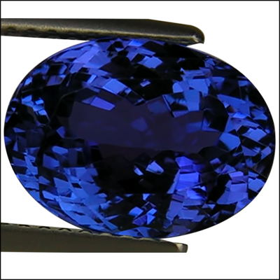 IGI Certified 4.96 ct AAAA Natural DBlock Tanzanite Oval Cut Deep 