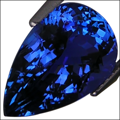 IGI Certified 6.46 ct AAA+ Natural DBlock Tanzanite Pear Cut Deep Blue 