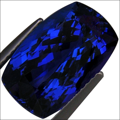 IGI Certified 8.00ct AAAAA Natural DBlock Tanzanite Cushion Cut Deep 