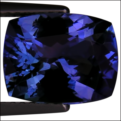 IGI Certified 3.74 ct AAA Natural DBlock Tanzanite Cushion Cut Deep 