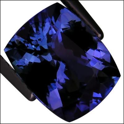 IGI Certified 3.74 ct AAA Natural DBlock Tanzanite Cushion Cut Deep 