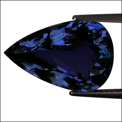 IGI Certified 7.71 ct AAAA+ Natural DBlock Tanzanite Pear Cut Deep 