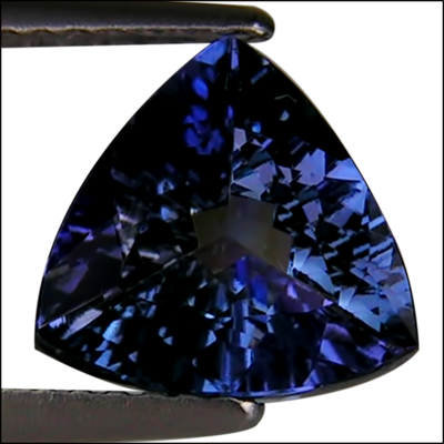 IGI Certified 2.47ct AA Natural DBlock Tanzanite Trillion Cut Deep 