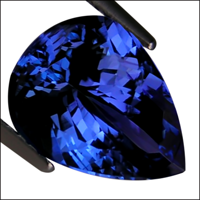 IGI Certified 3.76 ct AAA+ Natural DBlock Tanzanite Pear Cut Deep 