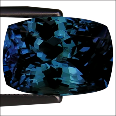 IGI Certified 4.21 ct AAA Natural DBlock Tanzanite Cushion Cut Deep 