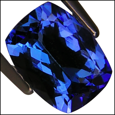 IGI Certified 1.76 ct AAA Natural DBlock Tanzanite Cushion Cut Deep 