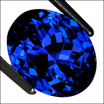 IGI Certified 3.47ct AAAA+ IF Natural DBlock Tanzanite Oval Cut Deep 