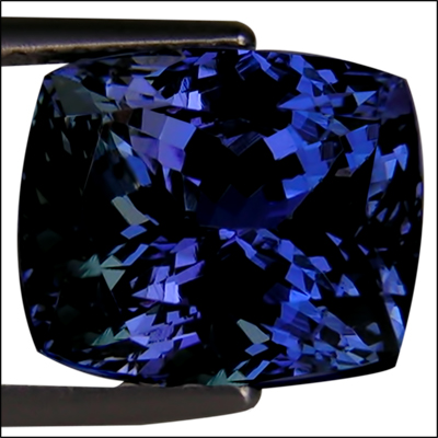 IGI Certified 7.73 ct AAA Natural DBlock Tanzanite Cushion Cut Deep 