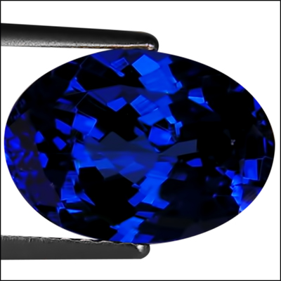 IGI Certified 3.96 ct AAAA+ Natural DBlock Tanzanite Oval Cut Deep