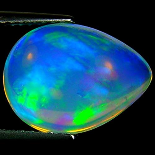 0.92 Carat 9.8x6.8x3.3 MM Rare Quality Ethiopian Multi Color Opal Pear Shape Cabochon
