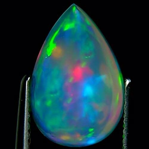 2.32 Ct Natural Ethiopian Cabochon Opal Gemstone Multi Color Pear
